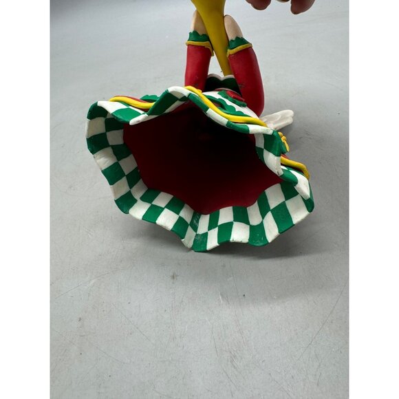 Handcrafted Christmas Clay Angel Figurine With Trumpet - Red/Green Holiday READ - Picture 8 of 9
